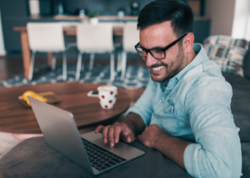 remote worker at home on laptop