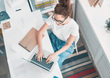 remote worker at home on laptop