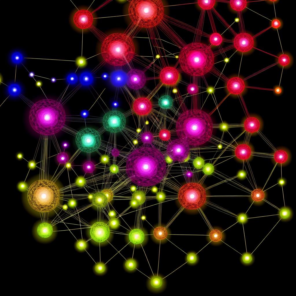 A network of interconnected nodes, with each cluster representing a specific topic and its related content. Each cluster is linked to other clusters, creating a web of information.